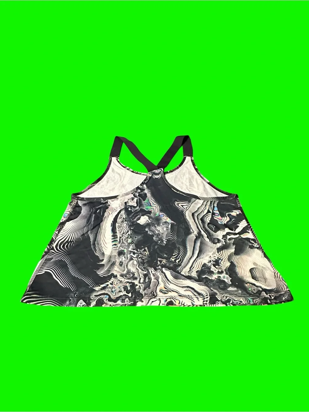 Nike Black & White/ Rainbow Marble-Print Racerback Crop Top
